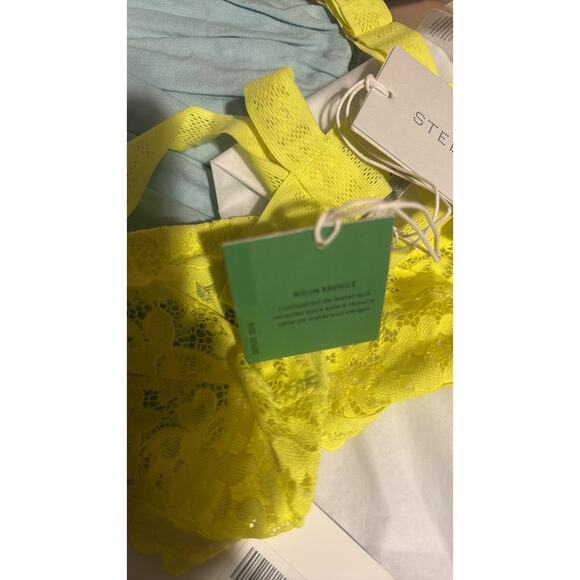 STELLA MCCARTNEY Neon stretch-lace triangle bra Bright yellow L - Picture 8 of 9